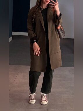 Zara Olive Green Long Coat